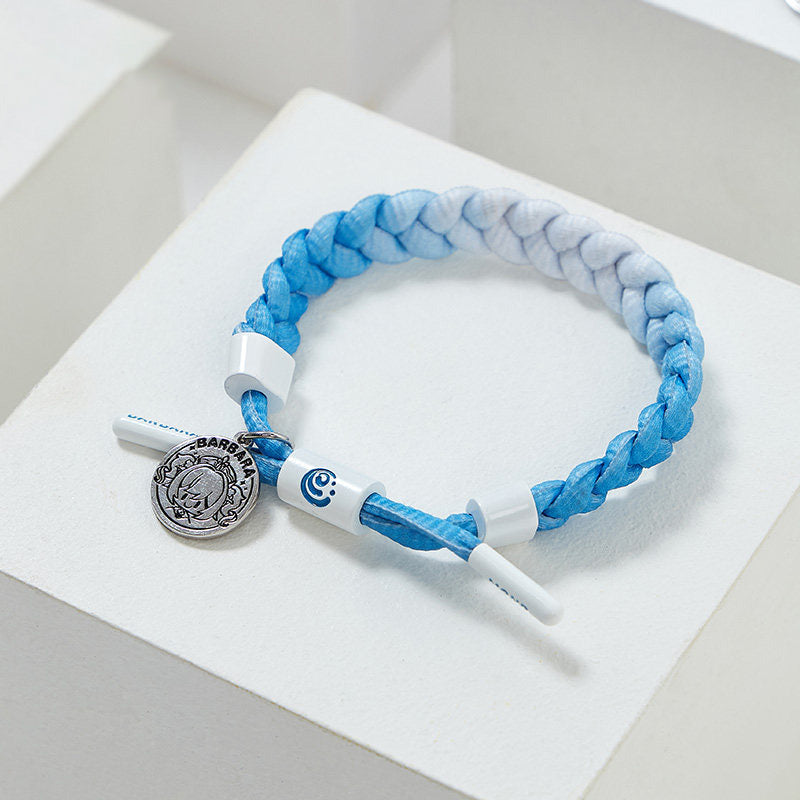 Barbara inspired braided bracelet from Genshin Impact with woven cord and metal charm