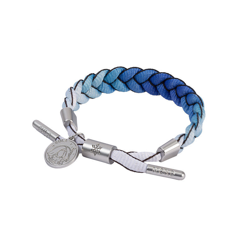Eula inspired braided bracelet from Genshin Impact with woven cord and metal charm