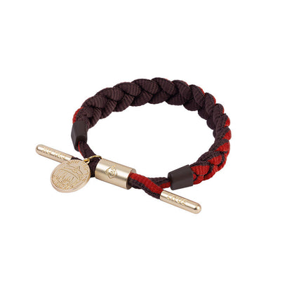 Hu Tao inspired braided bracelet from Genshin Impact with woven cord and metal charm