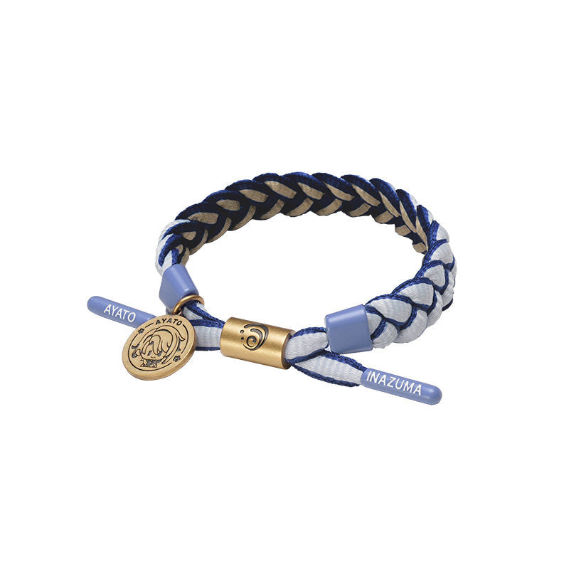 Kamisato Ayato inspired braided bracelet from Genshin Impact with woven cord and metal charm
