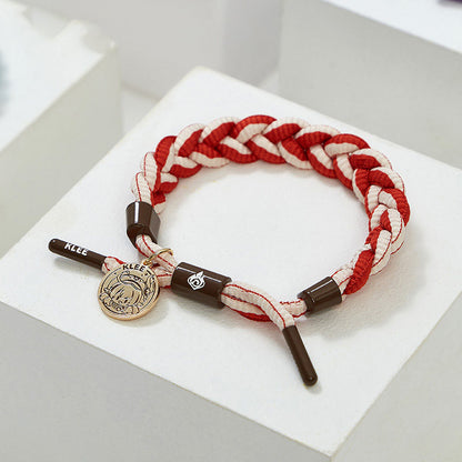 Klee inspired braided bracelet from Genshin Impact with woven cord and metal charm