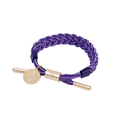 Raiden Shogun inspired braided bracelet from Genshin Impact with woven cord and metal charm