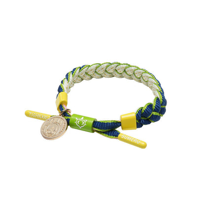 Tighnari inspired braided bracelet from Genshin Impact with woven cord and metal charm