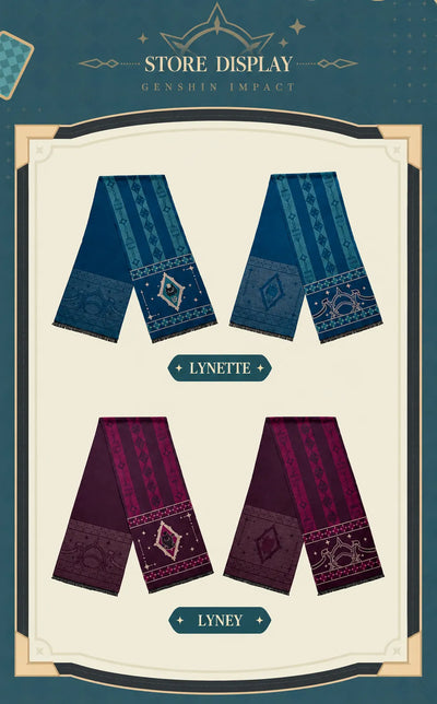 Detailed character motifs and decorative patterns on the Magic Show Series scarves