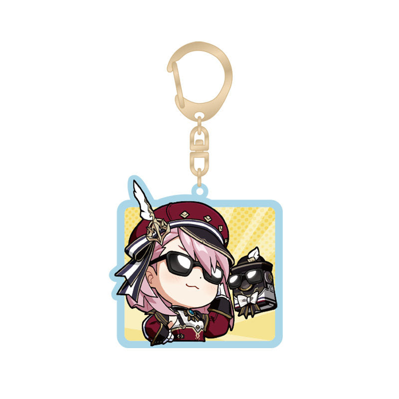 genshin impact charlotte q version emoji keychain front view