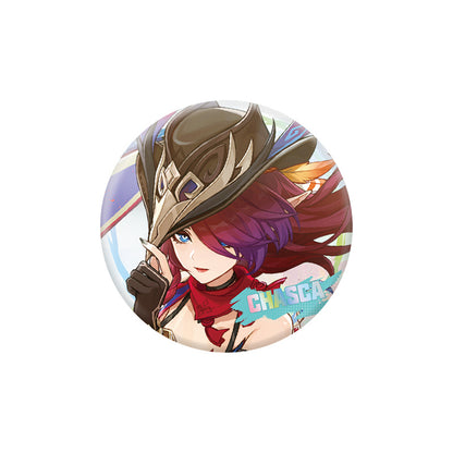 Genshin Impact Chasca B version character badge with holographic finish and themed artwork