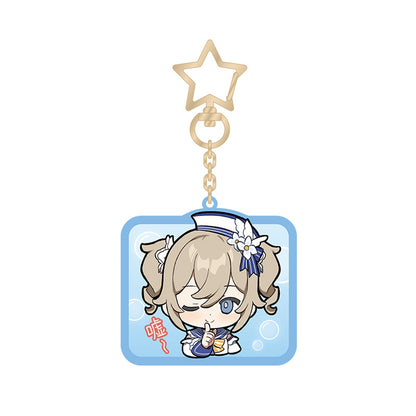 Genshin Impact chibi emoji acrylic keychain featuring Barbara with cute expression and acrylic material
