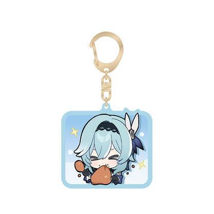 Genshin Impact chibi emoji acrylic keychain featuring Eula with elegant chibi style
