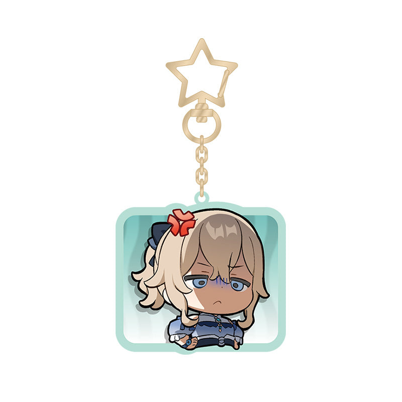 Genshin Impact chibi emoji acrylic keychain featuring Jean Gunnhildr with detailed character design