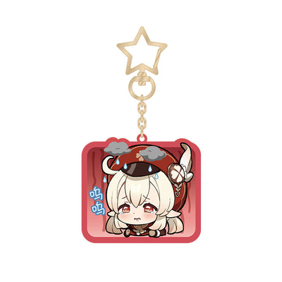 Genshin Impact chibi emoji acrylic keychain featuring Klee with expressive design and clear acrylic finish