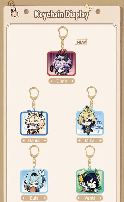 Genshin Impact acrylic keychain material detail showing clear acrylic finish and durability