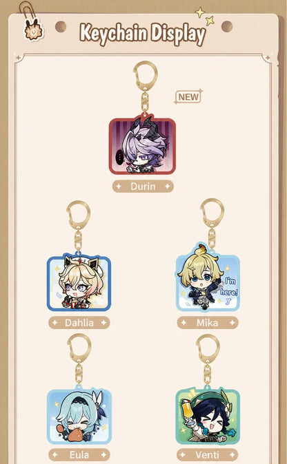 Genshin Impact acrylic keychain material detail showing clear acrylic finish and durability