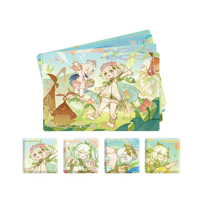 Genshin Chromatic Ode of Candies and Roses merchandise collection featuring Nahida and Paimon with pastel floral fantasy artwork