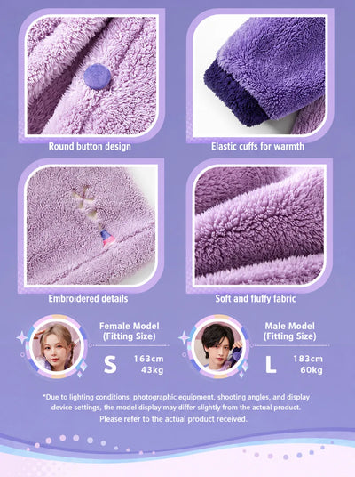Soft plush fabric and embroidery details