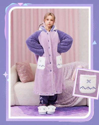 Plush sleep mask included with the robe