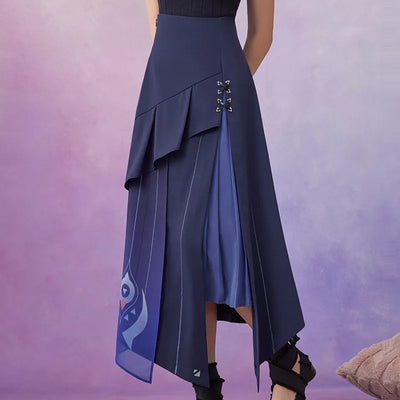 Citlali long skirt with navy and lavender layered details