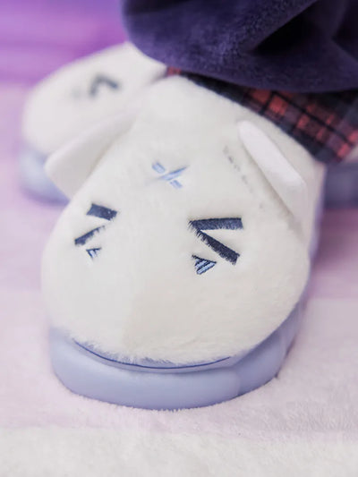 Close-up embroidered details of Genshin Impact Citlali plush home slippers
