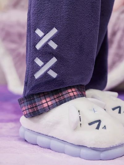 Front view of Genshin Impact Citlali plush home slippers