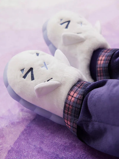 Genshin Impact Citlali plush home slippers in a cozy home setting