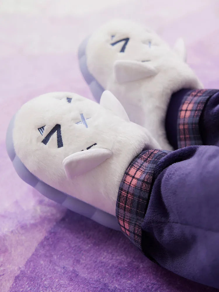 Genshin Impact Citlali plush home slippers in a cozy home setting