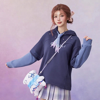 Model wearing the Genshin Impact Citlali plush mini crossbody bag