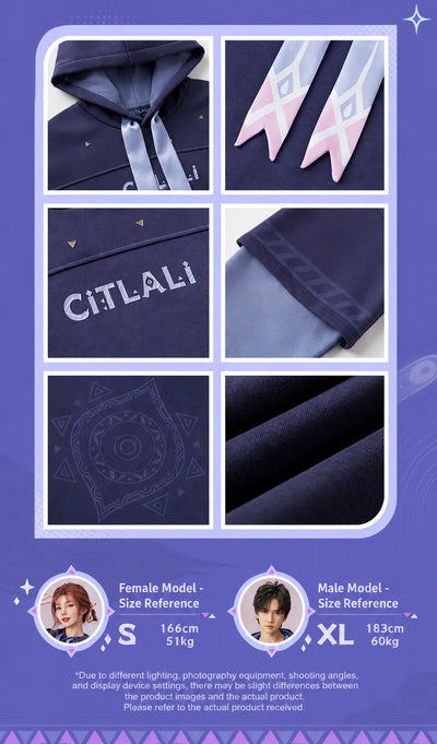 Close-up display of Citlali Themed Impressions Series hoodie design details