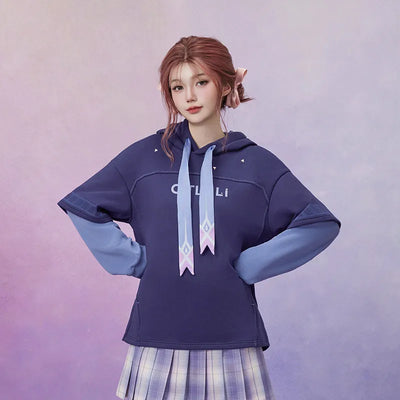 Citlali Themed Impressions Series navy layered hoodie with character details