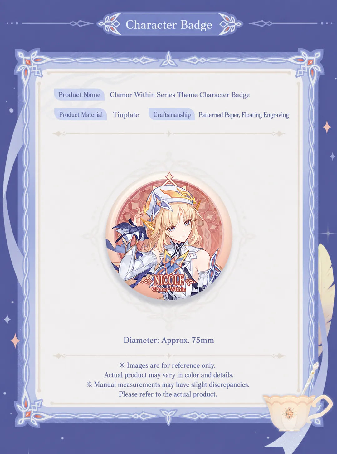Nicole Clamor Within Series badge with character artwork and decorative details