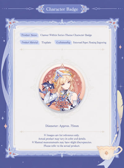 Nicole Clamor Within Series badge with character artwork and decorative details