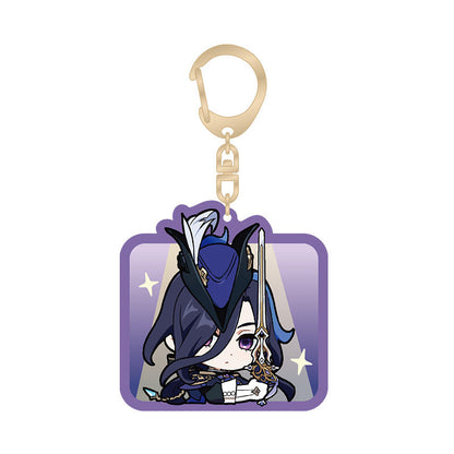 genshin impact clorinde q version emoji keychain front view