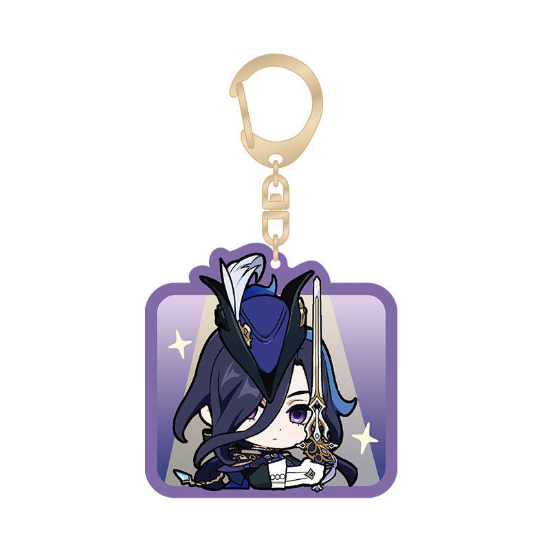 genshin impact clorinde q version emoji keychain front view