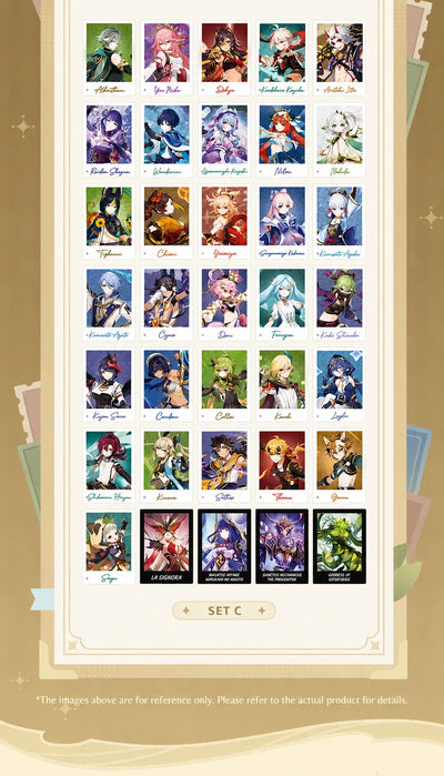 Genshin Impact collectible character cards with specialty card finishes