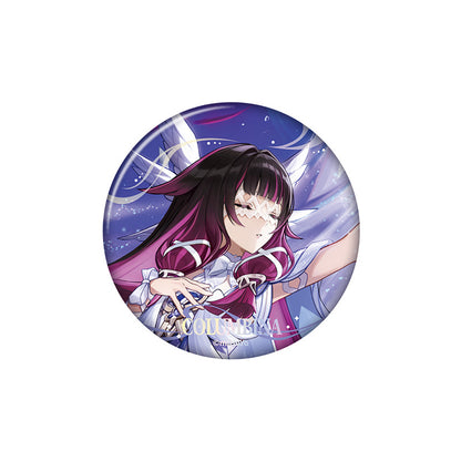 Genshin Impact Columbina character badge with holographic finish and themed artwork