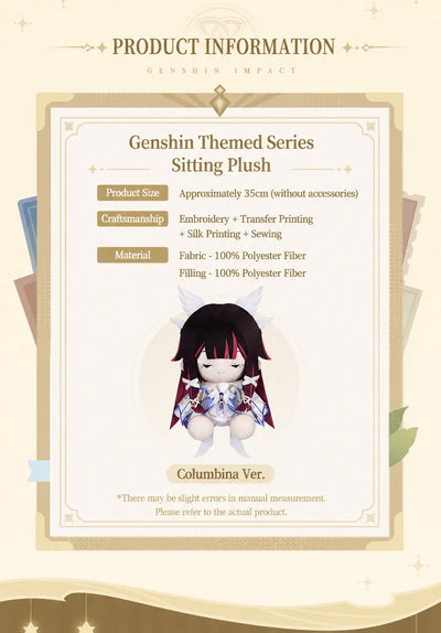 Genshin Impact Columbina plush featuring detailed outfit and decorative elements