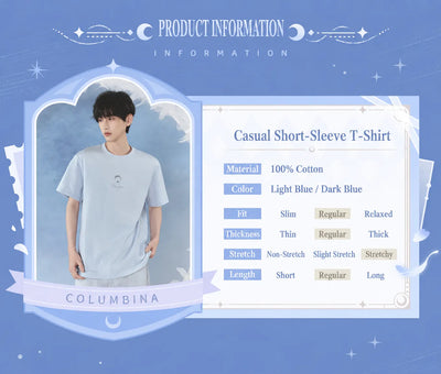 Male model wearing deep blue Columbina Casual T-Shirt