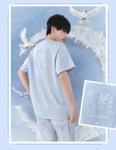 Male model wearing light blue Columbina Casual T-Shirt