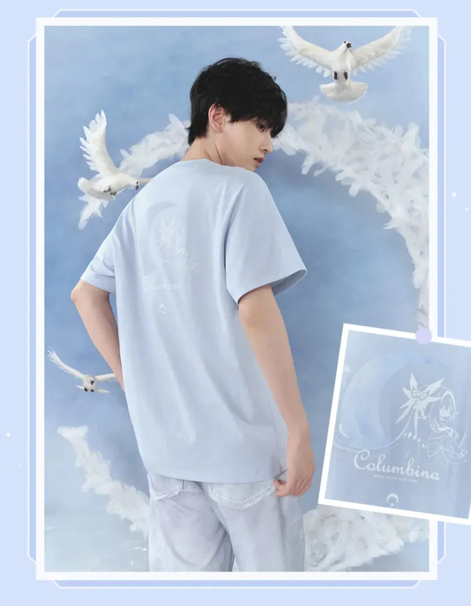 Male model wearing light blue Columbina Casual T-Shirt