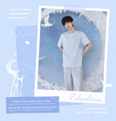 Light blue Columbina Casual T-Shirt back celestial artwork