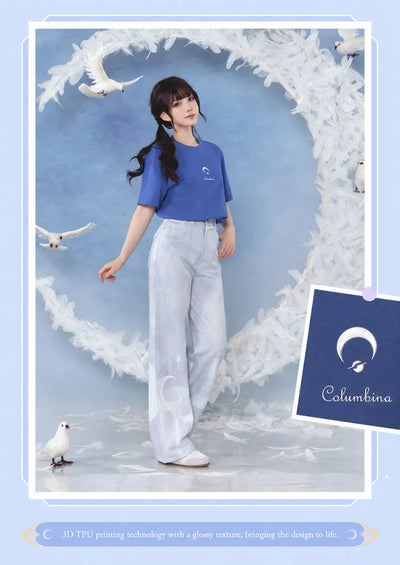 Deep blue Columbina Casual T-Shirt back Columbina artwork