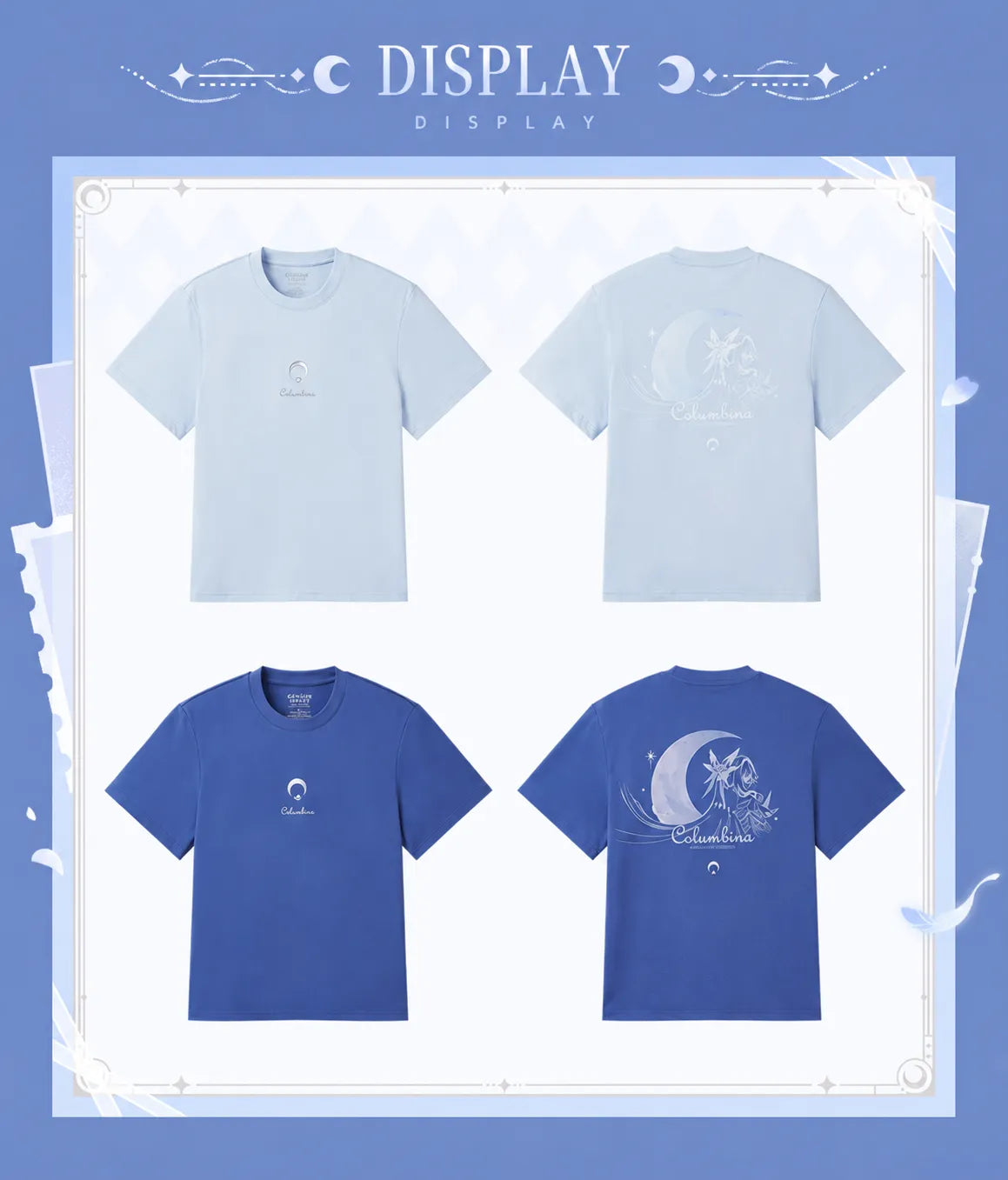 Columbina Casual T-Shirt light blue and deep blue back designs