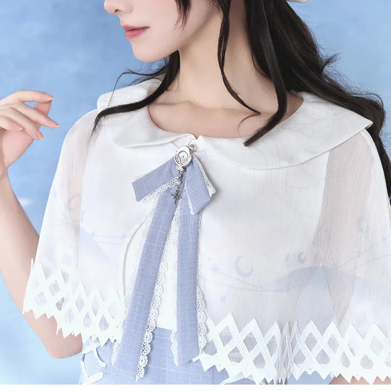 Columbina patchwork dress with lace trim and side waist lacing