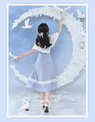 Columbina dress collar bow and character-themed metal charm