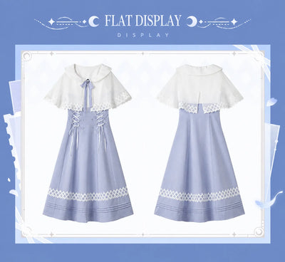 Columbina dress capelet and ribbon embellishment details