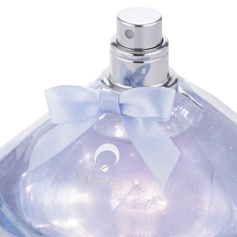 Columbina perfume bottle with faceted lavender glass and crescent details