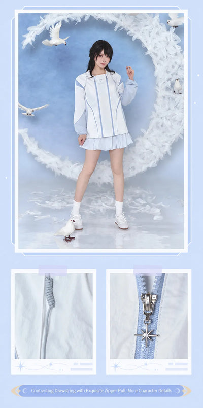Columbina sun protection jacket back wing embroidery details