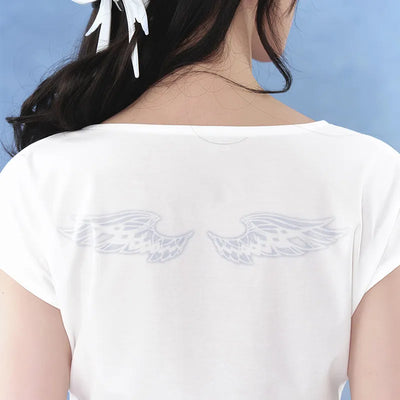 Columbina themed white fitted T-shirt with celestial print