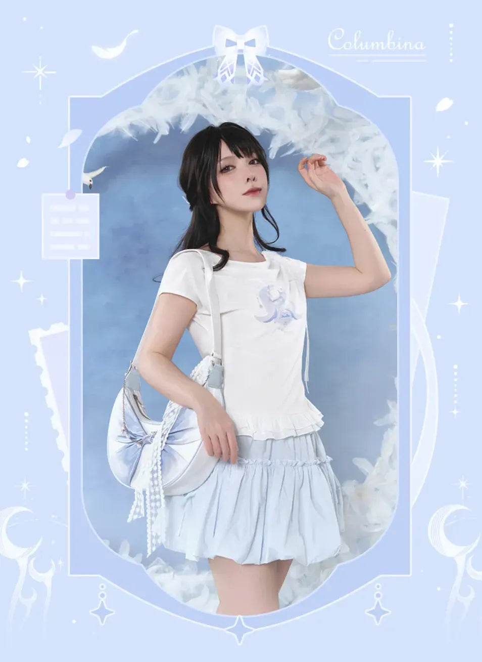 Columbina T-shirt reinforced neckline and sleeve detail