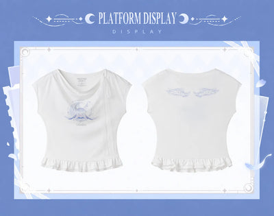 Columbina T-shirt product details and model try-on reference