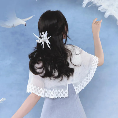 Columbina white wing hair claw clip front view