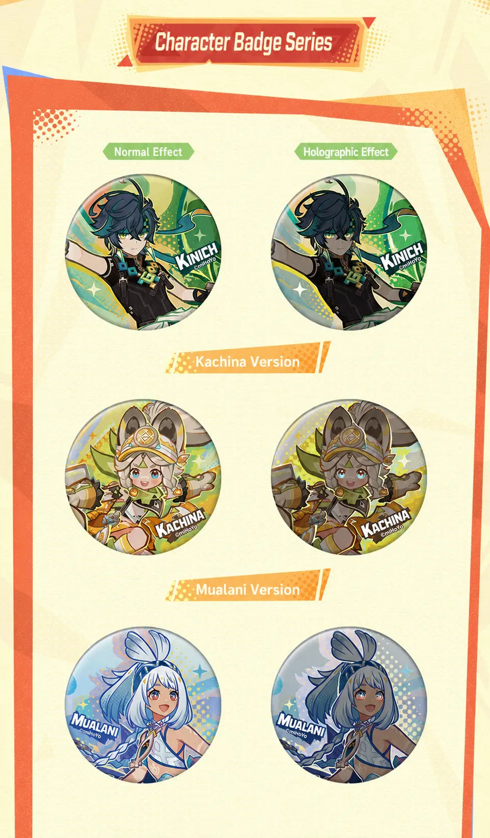 Genshin Impact The Rhythms of the Cosmic Trail Series badge material size and craft details